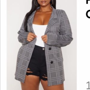 PLT plus grey checked blazer